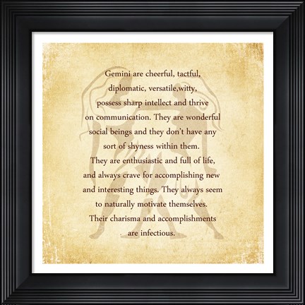 Framed Gemini Character Traits Print