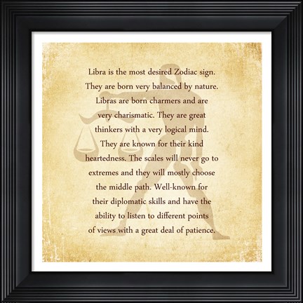 Framed Libra Character Traits Print