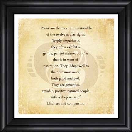 Framed Pisces Character Traits Print