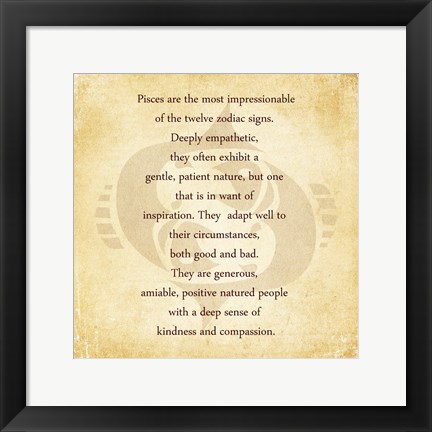 Framed Pisces Character Traits Print