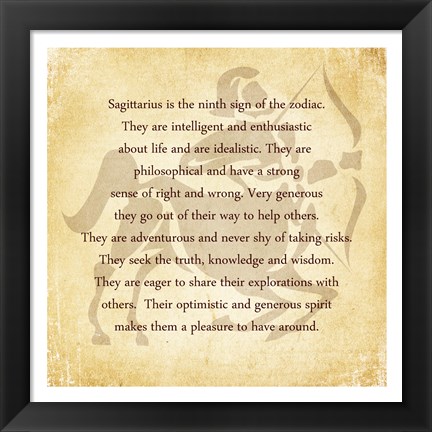 Framed Sagittarius Character Traits Print