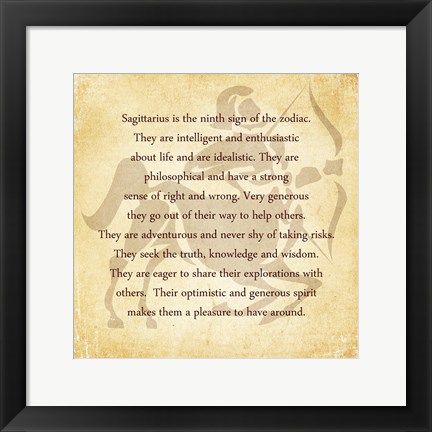 Framed Sagittarius Character Traits Print