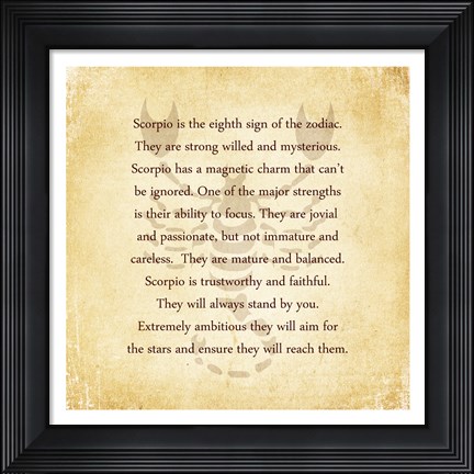 Framed Scorpio Character Traits Print
