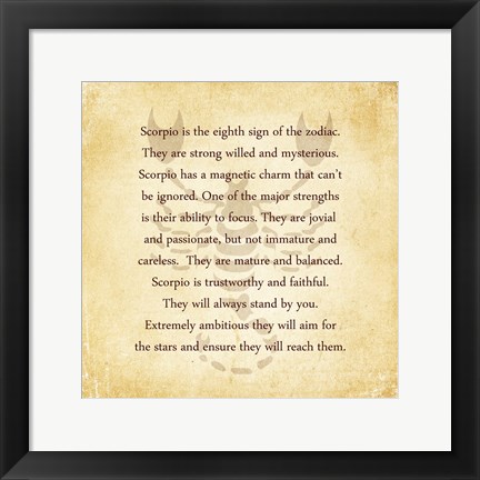 Framed Scorpio Character Traits Print