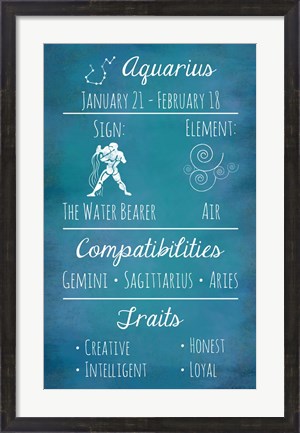 Framed Aquarius Zodiac Sign Print