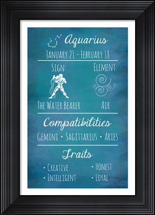 Framed Aquarius Zodiac Sign Print