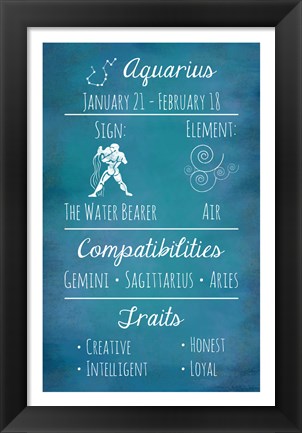 Framed Aquarius Zodiac Sign Print