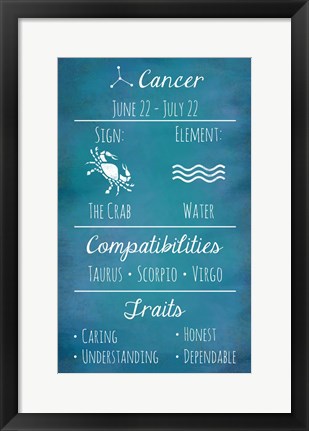 Framed Cancer Zodiac Sign Print