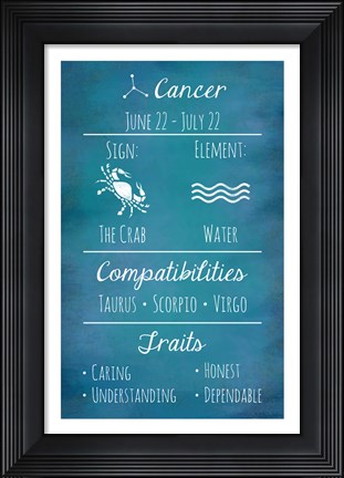 Framed Cancer Zodiac Sign Print