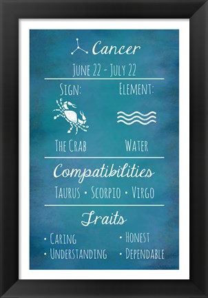 Framed Cancer Zodiac Sign Print