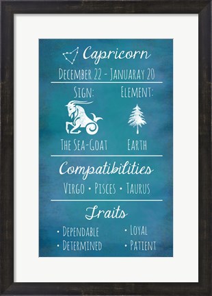 Framed Capricorn Zodiac Sign Print