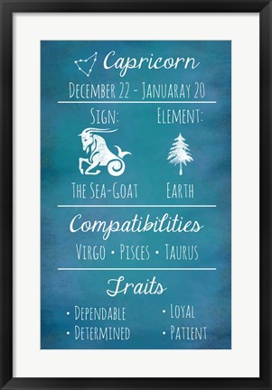 Framed Capricorn Zodiac Sign Print