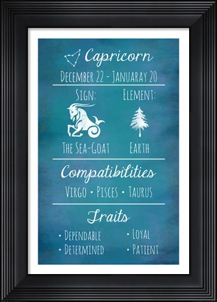 Framed Capricorn Zodiac Sign Print