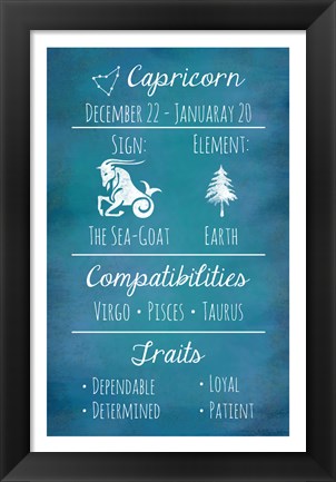 Framed Capricorn Zodiac Sign Print