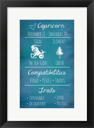 Framed Capricorn Zodiac Sign Print