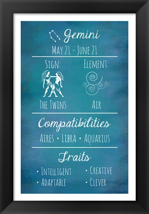 Framed Gemini Zodiac Sign Print