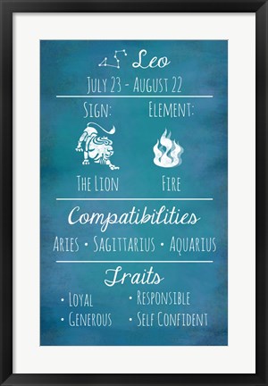 Framed Leo Zodiac Sign Print