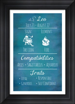 Framed Leo Zodiac Sign Print