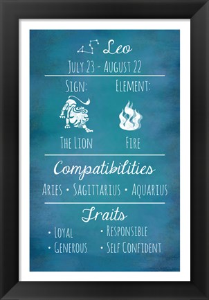 Framed Leo Zodiac Sign Print