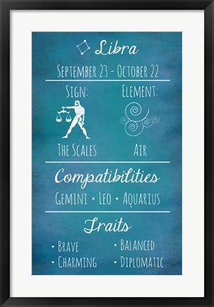 Framed Libra Zodiac Sign Print