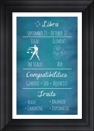 Framed Libra Zodiac Sign Print