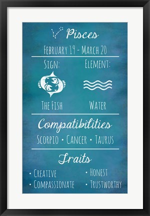 Framed Pisces Zodiac Sign Print