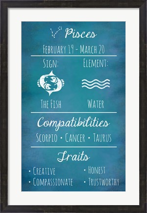 Framed Pisces Zodiac Sign Print
