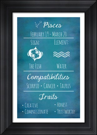 Framed Pisces Zodiac Sign Print