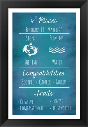 Framed Pisces Zodiac Sign Print