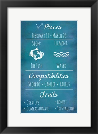 Framed Pisces Zodiac Sign Print