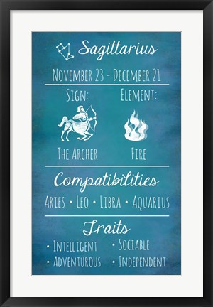 Framed Sagittarius Zodiac Sign Print