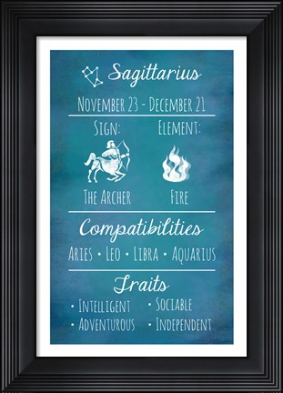 Framed Sagittarius Zodiac Sign Print