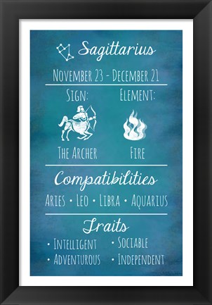 Framed Sagittarius Zodiac Sign Print