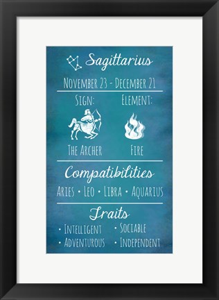 Framed Sagittarius Zodiac Sign Print