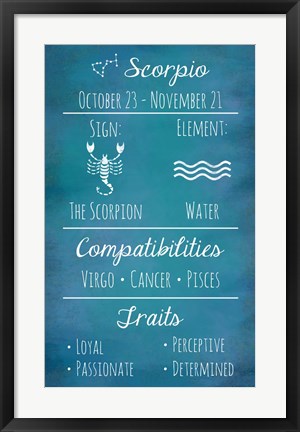 Framed Scorpio Zodiac Sign Print