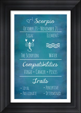 Framed Scorpio Zodiac Sign Print
