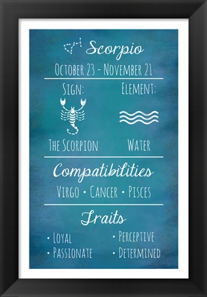 Framed Scorpio Zodiac Sign Print