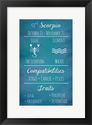 Framed Scorpio Zodiac Sign Print