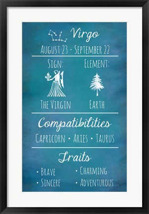 Framed Virgo Zodiac Sign Print