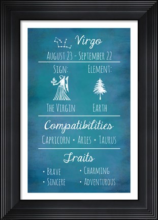 Framed Virgo Zodiac Sign Print