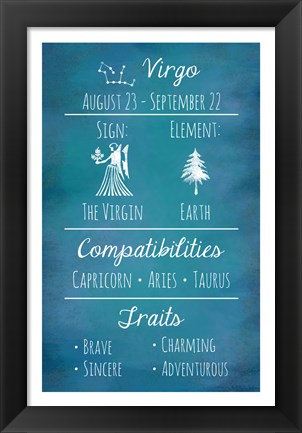 Framed Virgo Zodiac Sign Print