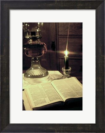 Framed Bible &amp; Lamp Print