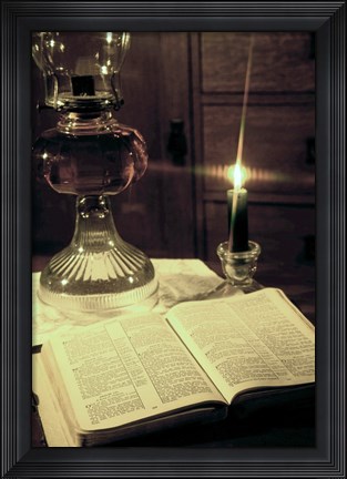 Framed Bible &amp; Lamp Print