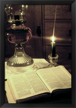 Framed Bible &amp; Lamp Print