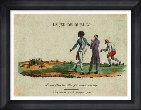 Framed Bowling Le Jeu de Quilles Print