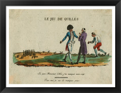 Framed Bowling Le Jeu de Quilles Print