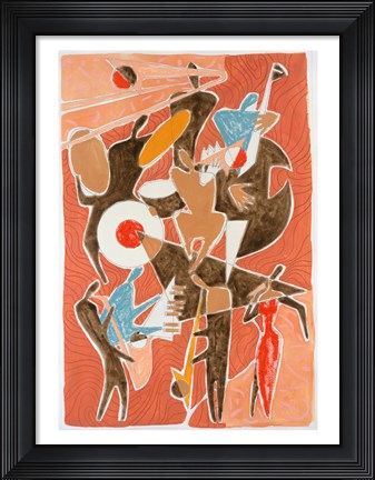 Framed Black, Brown, and Beige Print