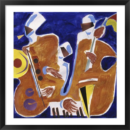 Framed Jazz Collage I Print