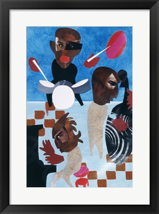 Framed Untitled (Jazz with Blue Background) Print