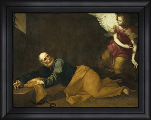 Framed Saint Peter Freed by an Angel, 1639 Print